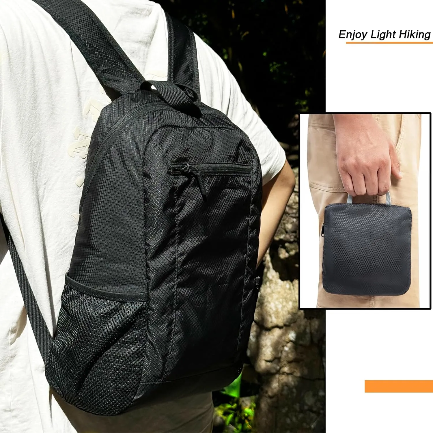 15L Water Resistant Hiking Daypack, Small Backpack Travel Outdoor, Lightweight Day Pack with Tool Loops