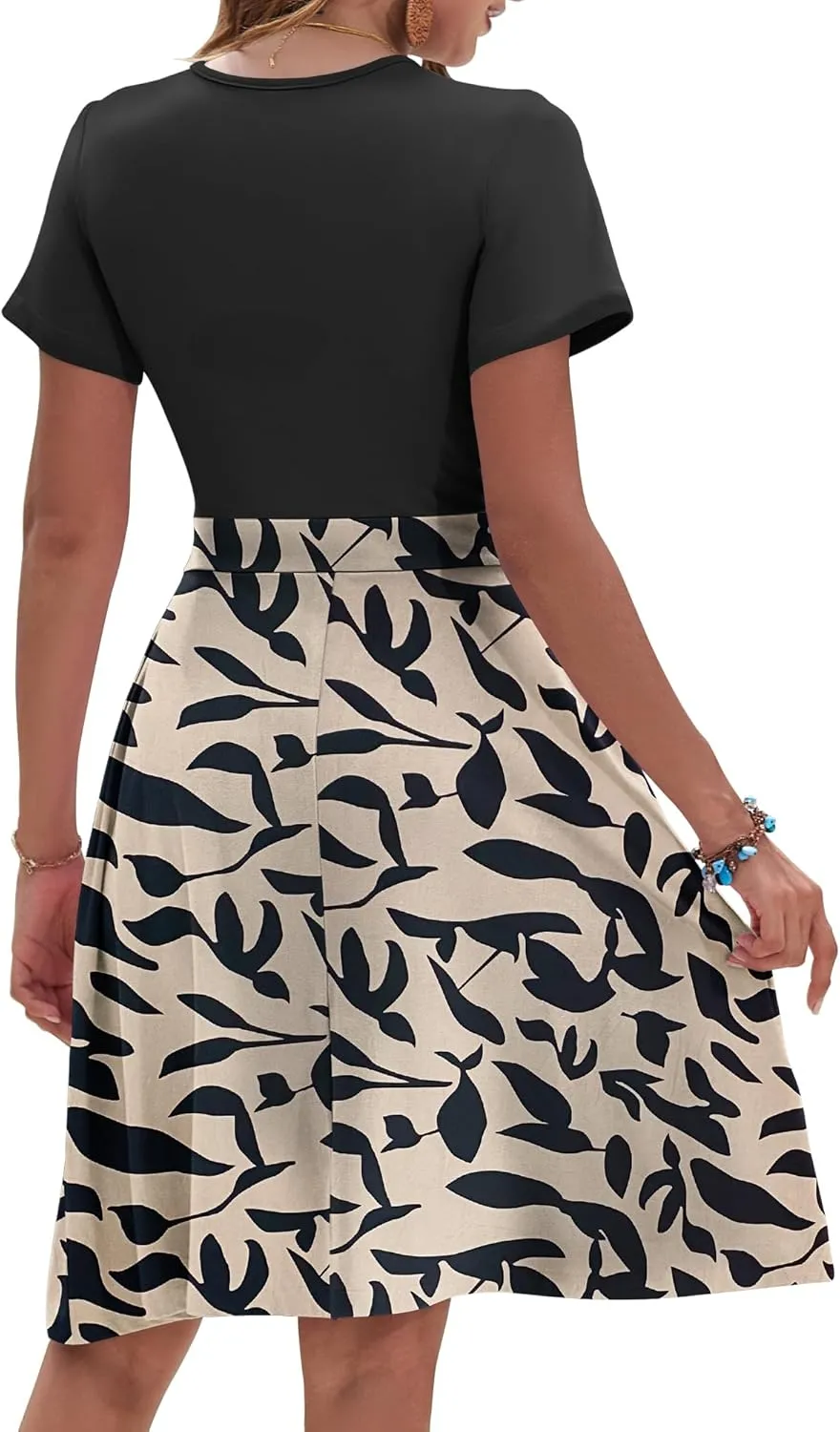 AUSELILY Womens Summer Dresses 2025 Short Sleeve V Neck Floral Sundress with Pockets