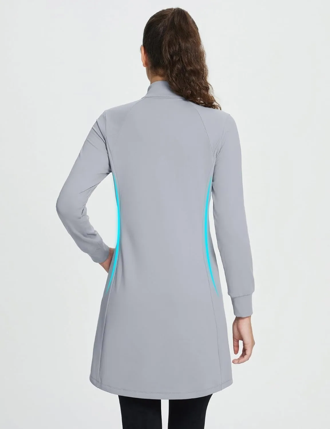 baleaf Women's Fleece Lined Dress Sweatshirt Dress Water Resistant Warm Quarter Zip Cover Up Winter Outdoor with Pocket