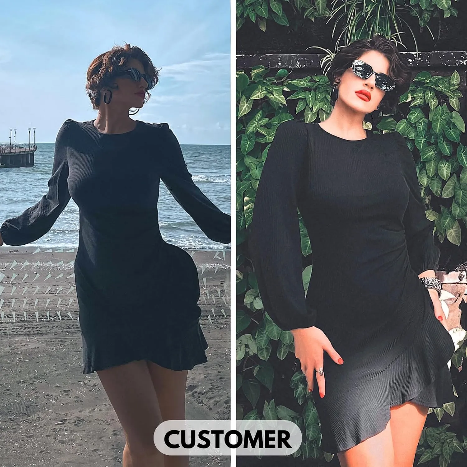 Byinns Women's 2024 Knit Sweater Bodycon Mini Dress Ribbed Long Sleeve Ruffle Hem Cocktail Party Sexy Fall Winter Dresses