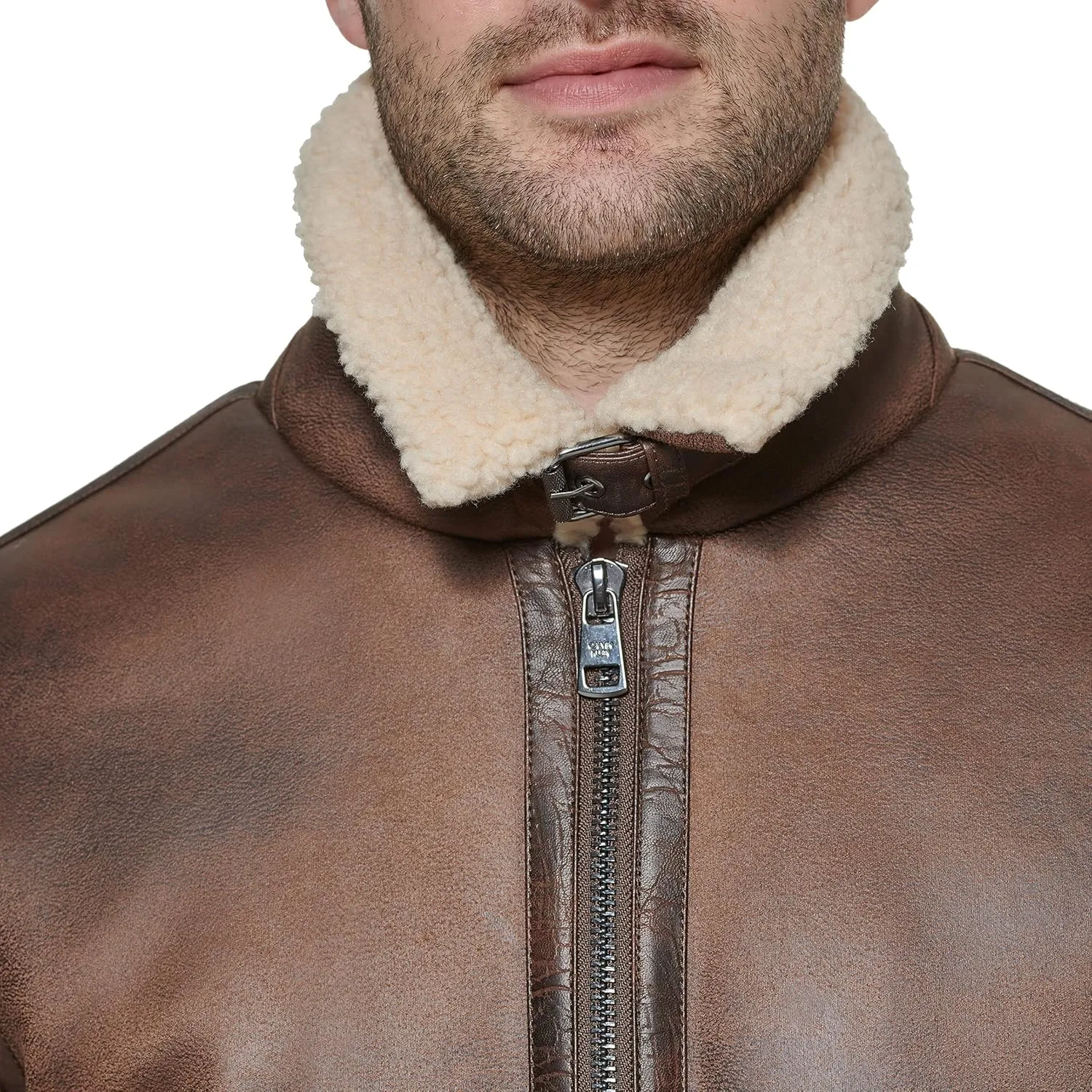Calvin Klein Men's Faux Leather Jacket Men - Bomber Jacket with Shearling Lining