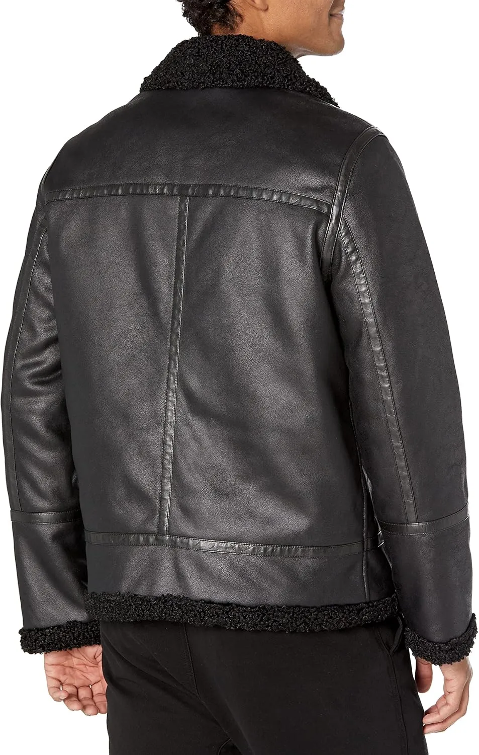 Calvin Klein Men's Faux Leather Jacket Men - Bomber Jacket with Shearling Lining
