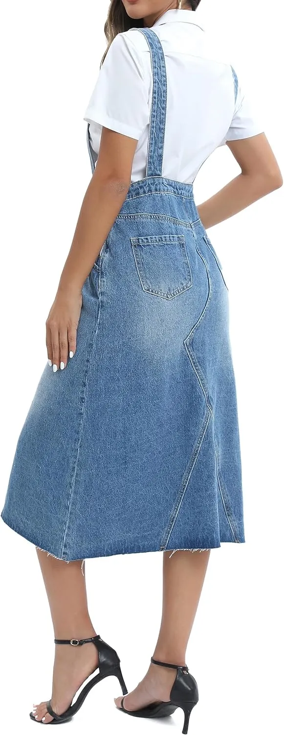 Denim Overall Dress for Women Casual Sleeveless Adjustable Straps jeans Dres 2023