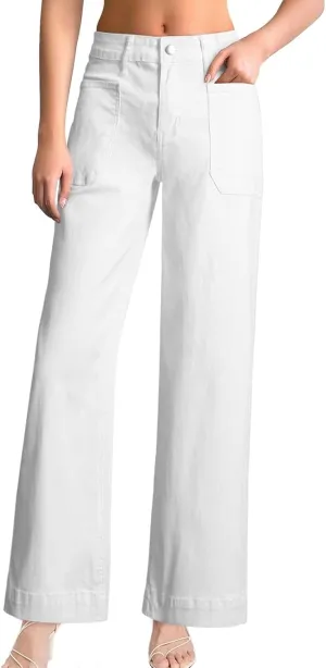 EVALESS Womens Wide Leg Jeans High Waisted Stretchy Loose Denim Pants