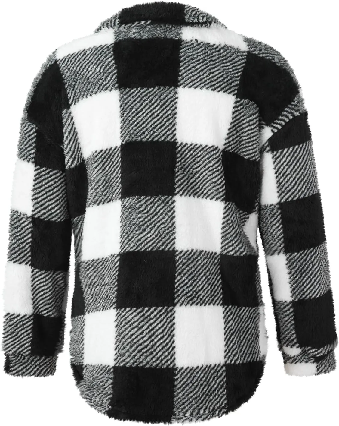 Flannel Shirt Women Plaid Button Down Long Sleeve Sherpa Shacket Fuzzy Lapel Oversized Fleece Teddy Fall Winter Coat