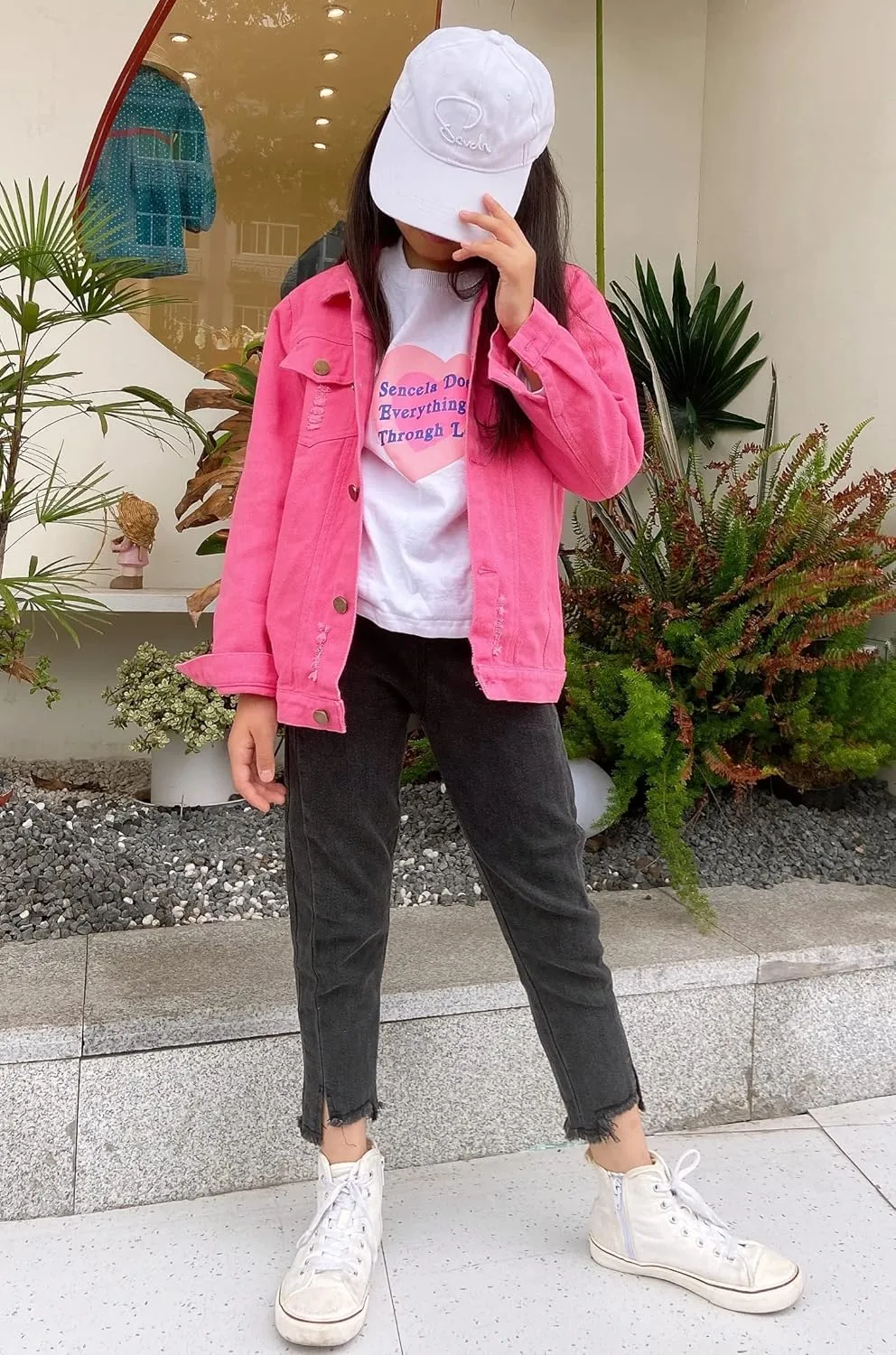 Girls Boys Jean Jacket for (4-14 Years Kids) Trendy Cozy Soft Ripped Denim Coat Casual Outerwear School Travel Teen Gift