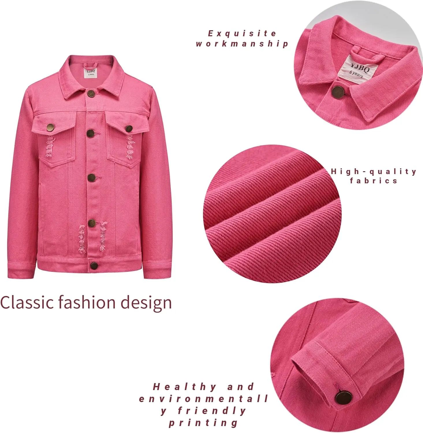 Girls Boys Jean Jacket for (4-14 Years Kids) Trendy Cozy Soft Ripped Denim Coat Casual Outerwear School Travel Teen Gift