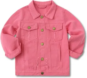 Girls Boys Jean Jacket for (4-14 Years Kids) Trendy Cozy Soft Ripped Denim Coat Casual Outerwear School Travel Teen Gift