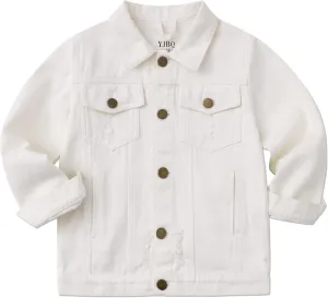 Girls Boys Jean Jacket for (4-14 Years Kids) Trendy Cozy Soft Ripped Denim Coat Casual Outerwear School Travel Teen Gift