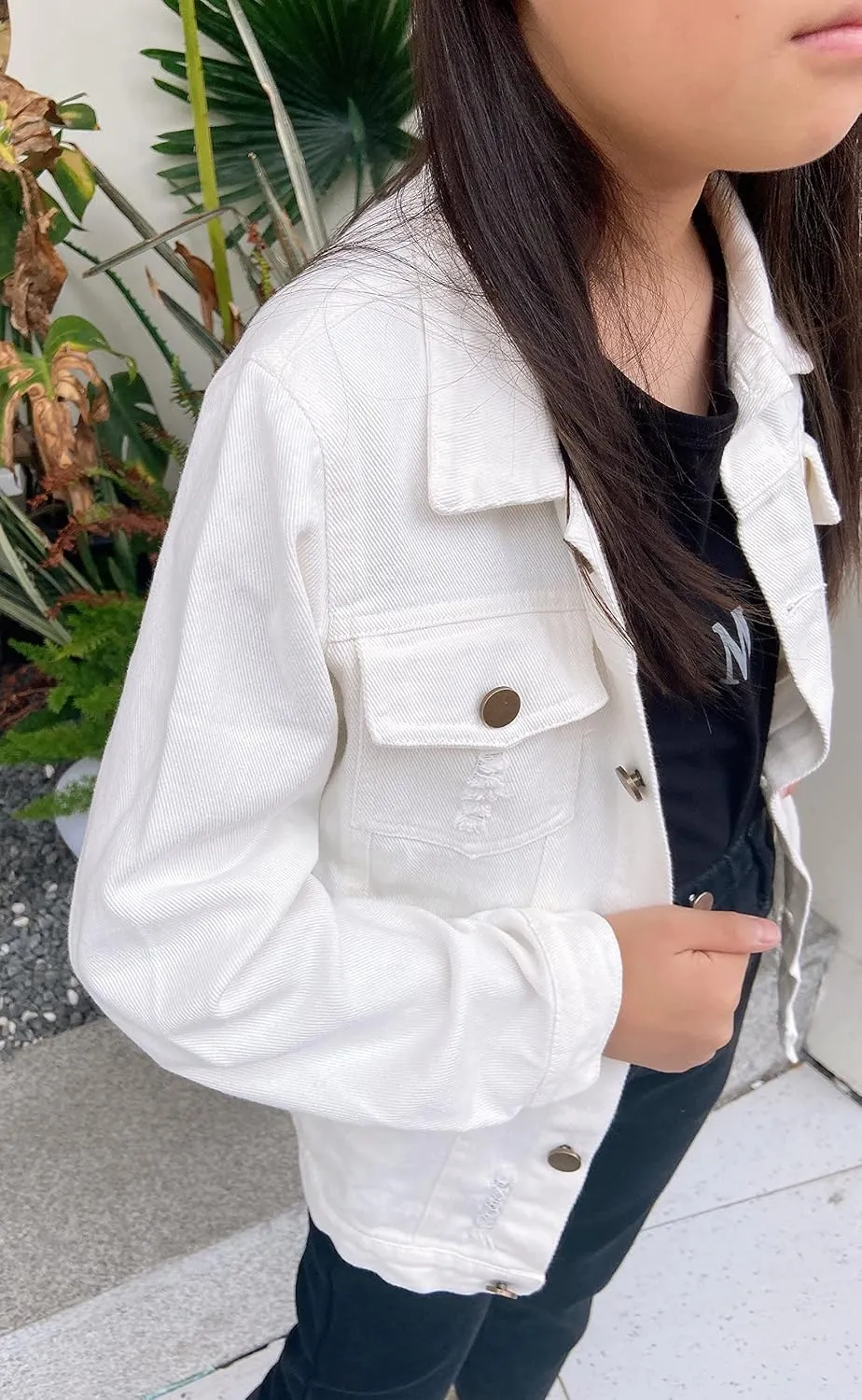 Girls Boys Jean Jacket for (4-14 Years Kids) Trendy Cozy Soft Ripped Denim Coat Casual Outerwear School Travel Teen Gift