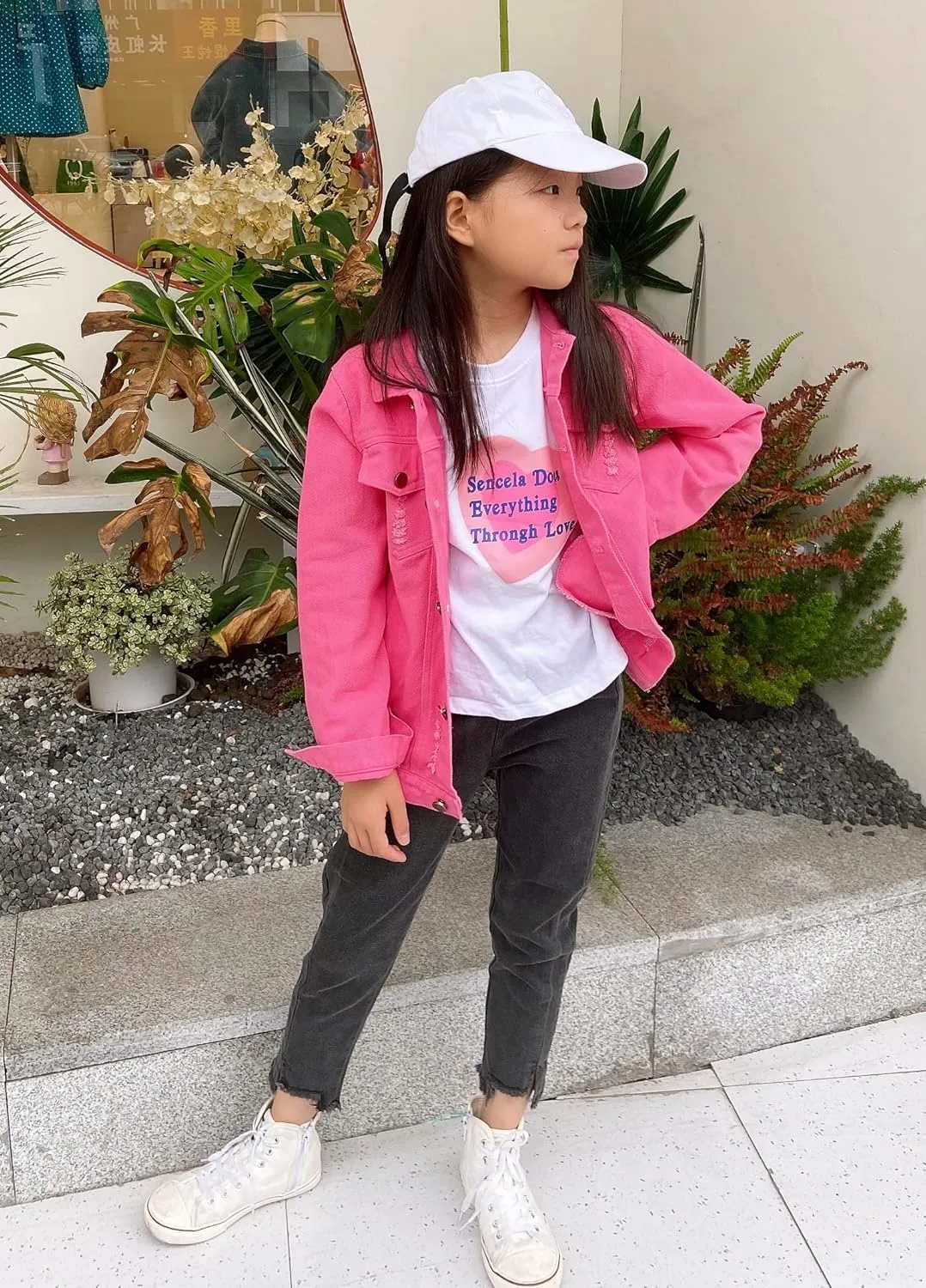Girls Boys Jean Jacket for (4-14 Years Kids) Trendy Cozy Soft Ripped Denim Coat Casual Outerwear School Travel Teen Gift