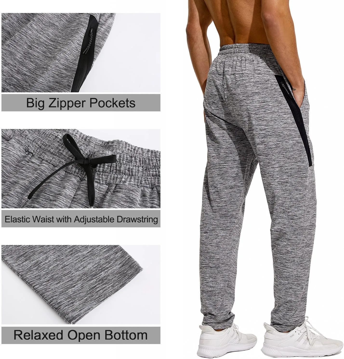 HODOSPORTS 32"/34"/36"/38"/40" Inseam Tall Mens Sweatpants Zipper Pocket Extra Tall Joggers Workout Pants