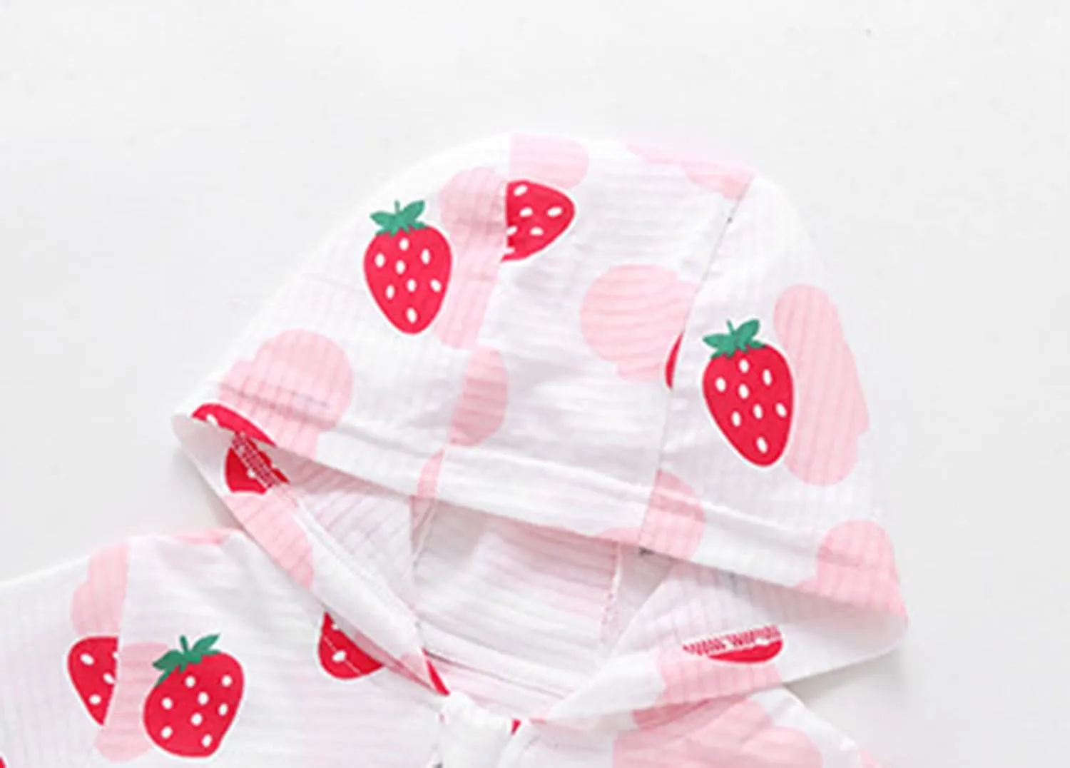 Kids Baby Toddler Girls Strawberry Print Spring Fall Outerwear Windbreaker Zipper Hooded Jackets Coat Rain Jacket