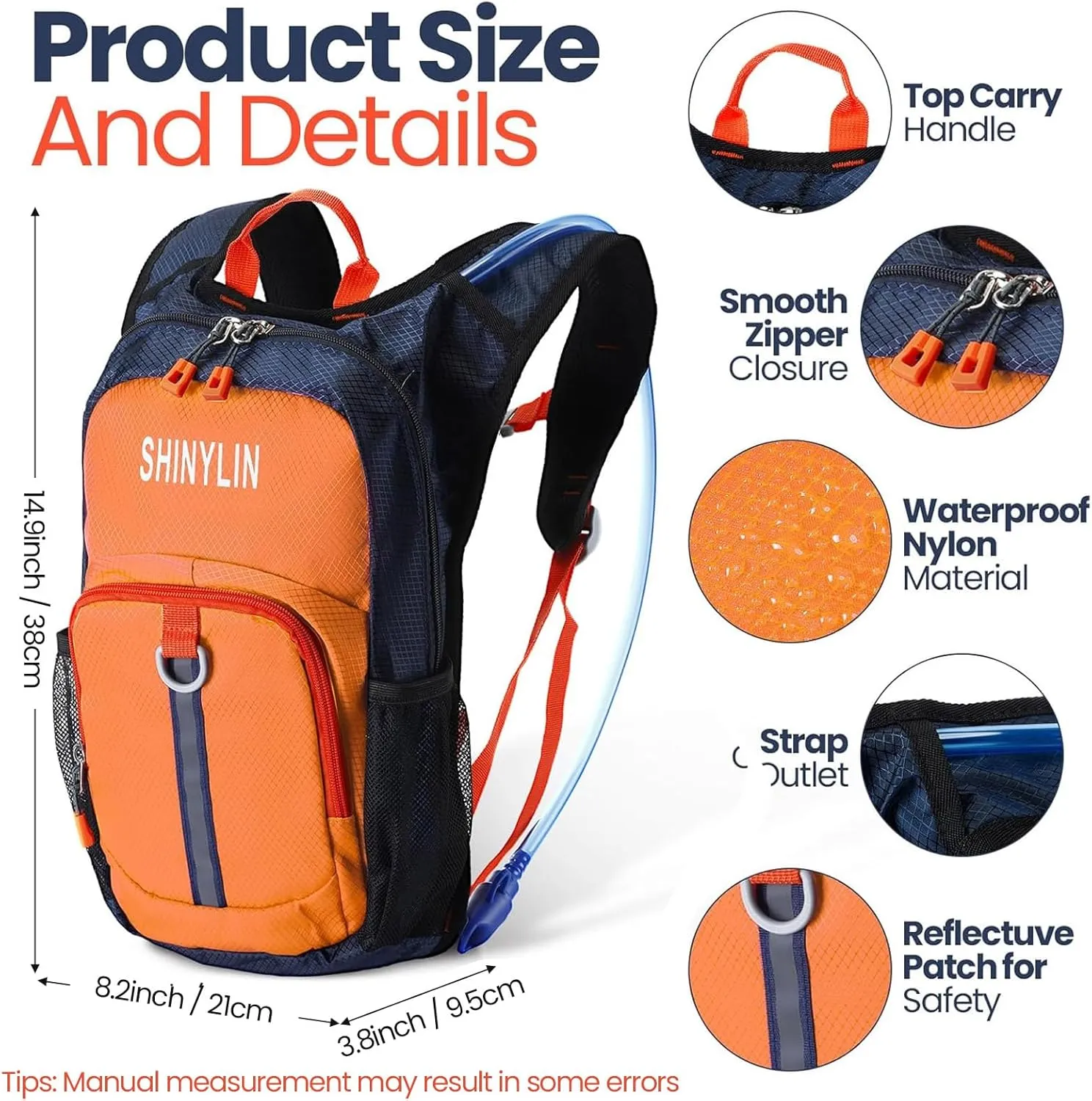 Kids Hydration Backpack with 1.5L Water Bladder Hiking Backpack Lightweight for Boys or Girls Children Biking Climbing Running Cycling