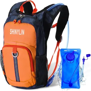 Kids Hydration Backpack with 1.5L Water Bladder Hiking Backpack Lightweight for Boys or Girls Children Biking Climbing Running Cycling