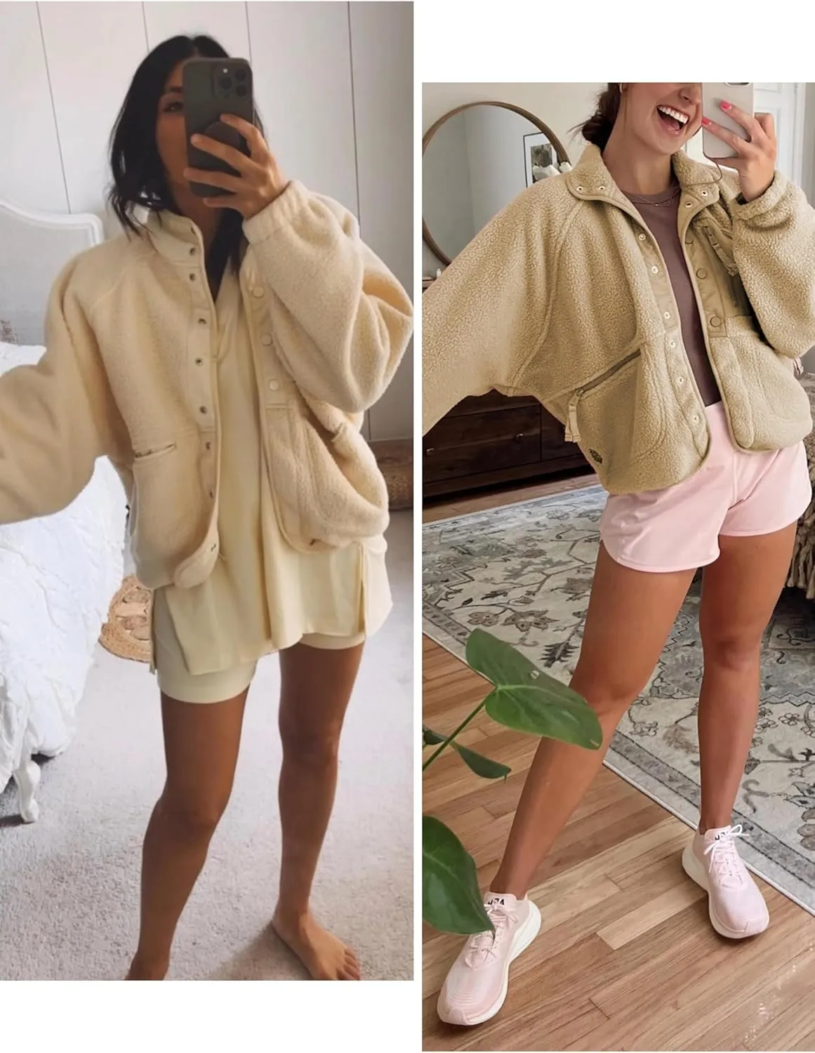 Lightweight Cropped Fuzzy Fleece Jacket for Women Winter Warm Sherpa Jackets Coat Outerwear with Pockets