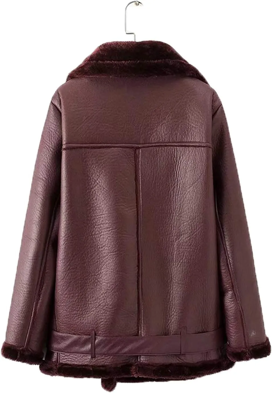 LY VAREY LIN Women's Faux Shearing Moto Jacket Thick Lined Parka Winter Shearling Coat Leather Jacket