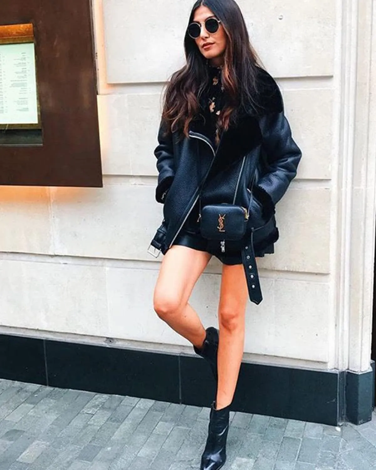 LY VAREY LIN Women's Faux Shearing Moto Jacket Thick Lined Parka Winter Shearling Coat Leather Jacket