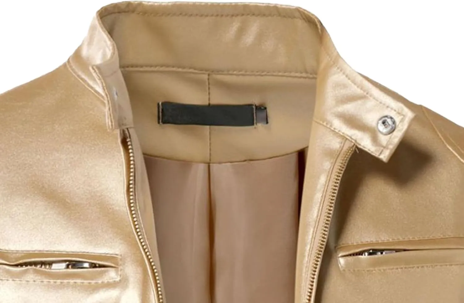 Men's Casual Leather Jacket Motorcycle Lightweight PU Outwear Stand Collar Bomber Leather Jacket