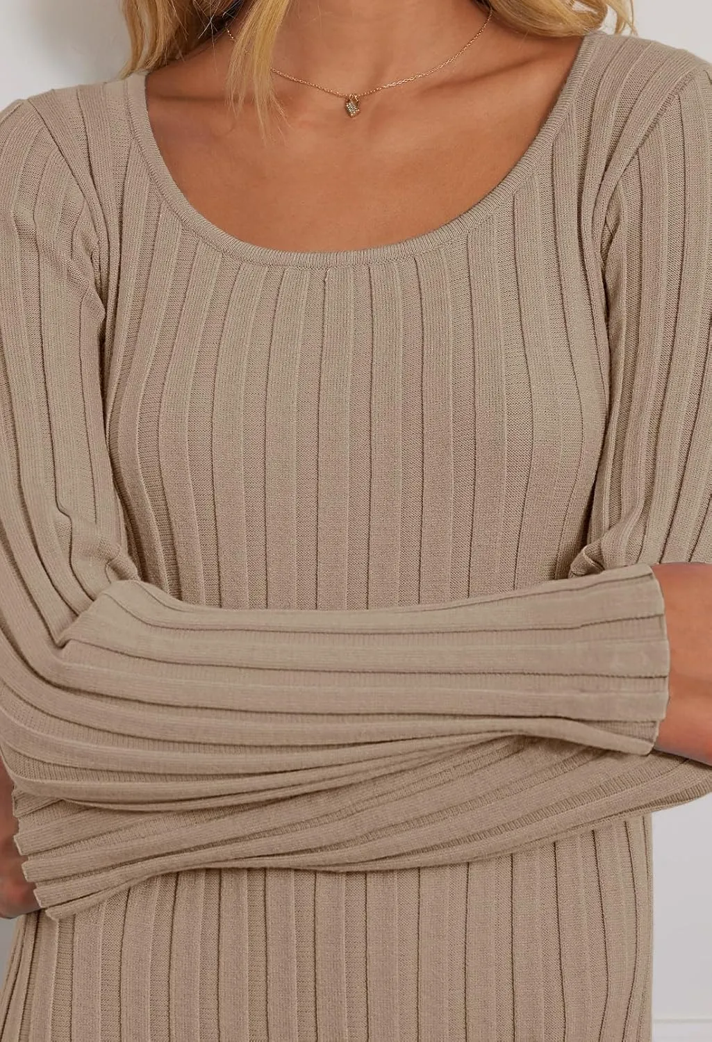 MEROKEETY Women's Fall Long Sleeve Sweater Dress Casual Ribbed Knit Slim Fit Bodycon Maxi Dresses