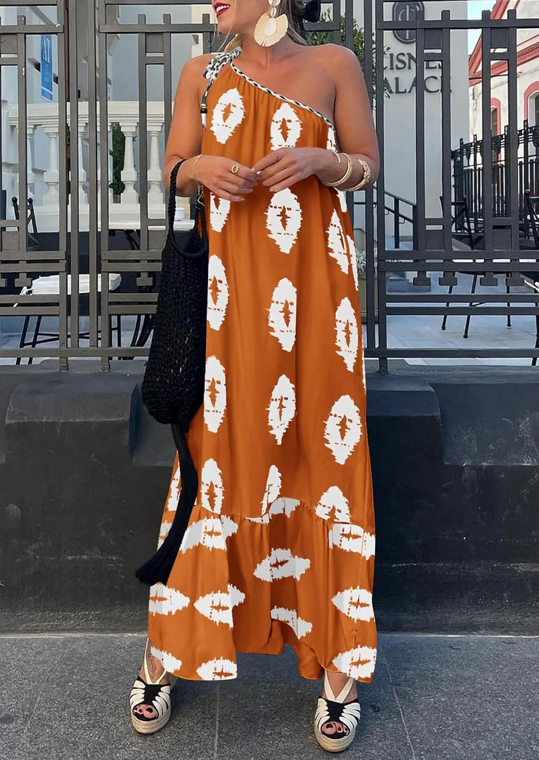 PRETTYGARDEN Women's 2025 Summer Maxi Dresses One Shoulder Printed Flowy Boho Beach Vacation Long Sundress