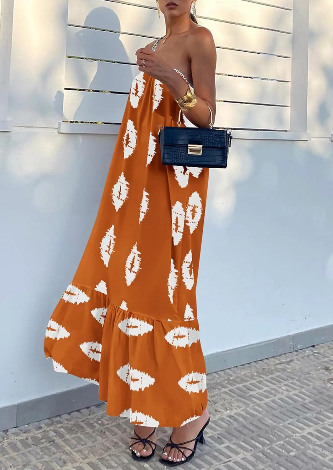 PRETTYGARDEN Women's 2025 Summer Maxi Dresses One Shoulder Printed Flowy Boho Beach Vacation Long Sundress