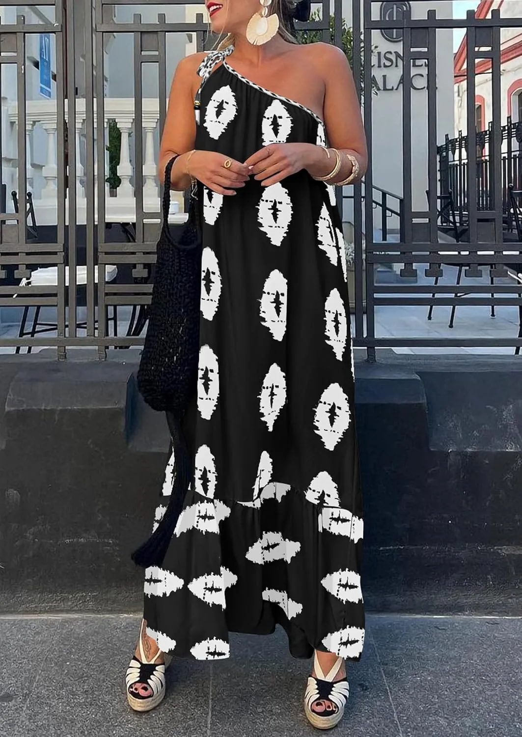 PRETTYGARDEN Women's 2025 Summer Maxi Dresses One Shoulder Printed Flowy Boho Beach Vacation Long Sundress