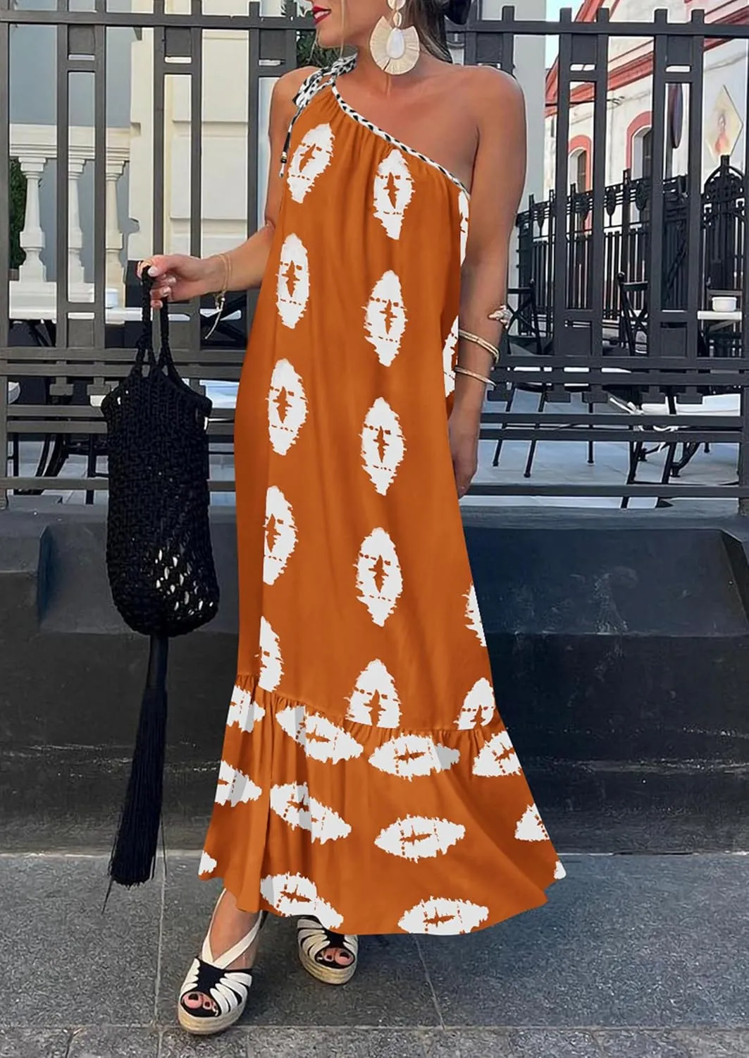 PRETTYGARDEN Women's 2025 Summer Maxi Dresses One Shoulder Printed Flowy Boho Beach Vacation Long Sundress