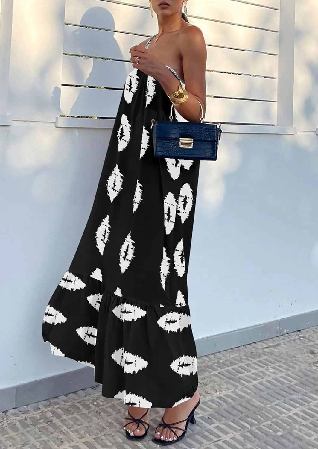 PRETTYGARDEN Women's 2025 Summer Maxi Dresses One Shoulder Printed Flowy Boho Beach Vacation Long Sundress