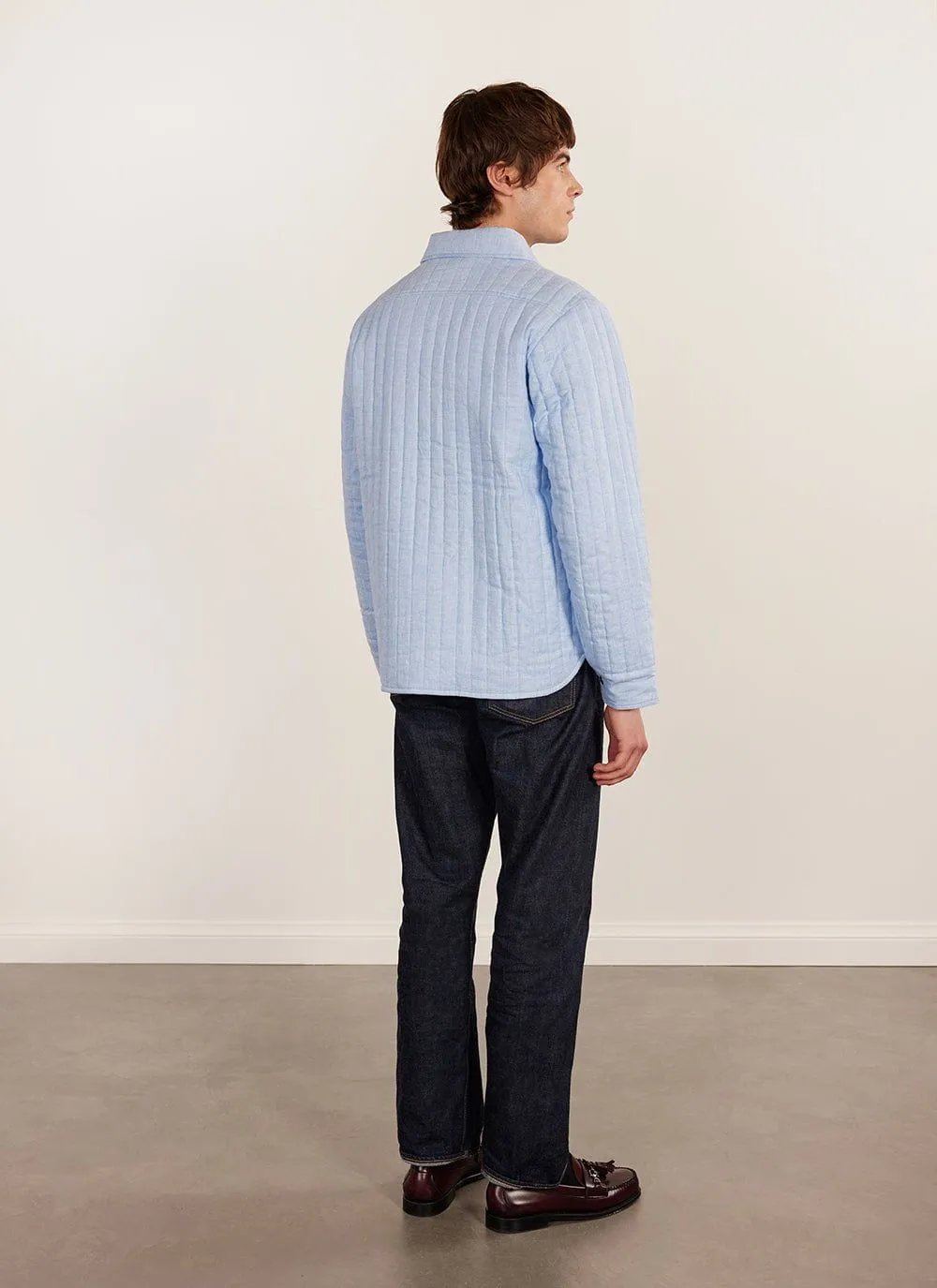 Quilted Overshirt | Linen | Light Blue