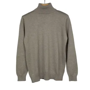 Rollneck sweater in taupe superfine merino wool (restock)