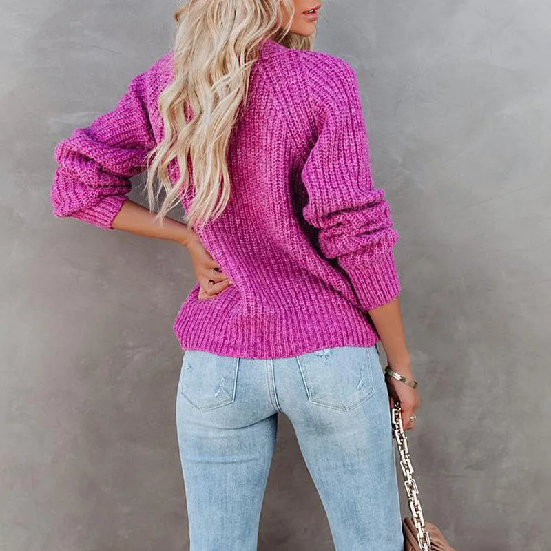 Single Breasted Knitting Plain Sweater Cardigan Wholesale Womens Clothing
