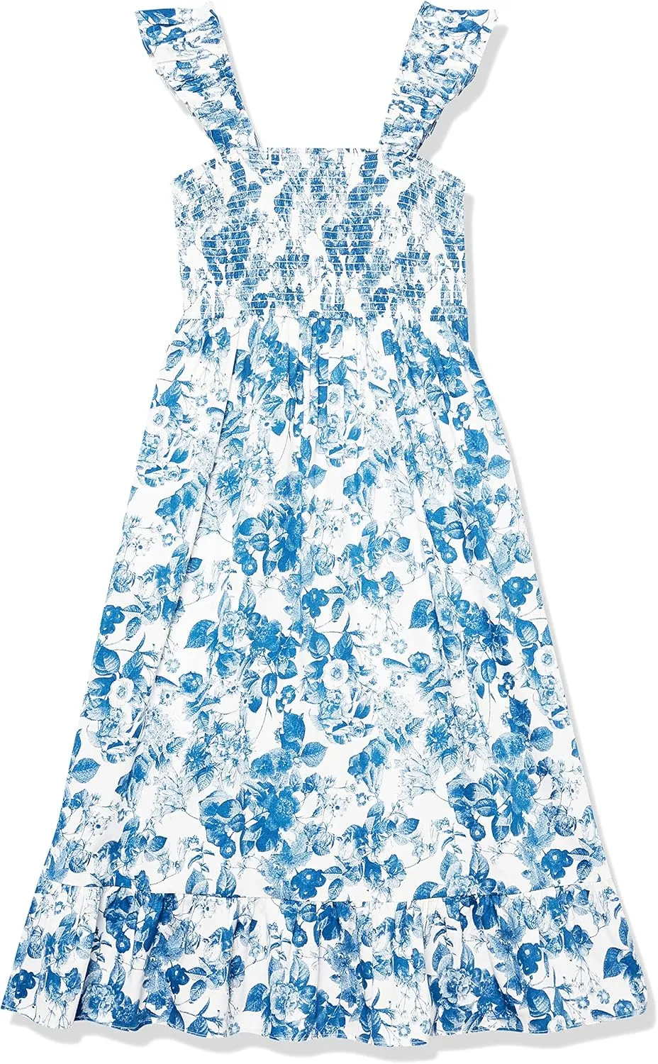 The Drop Women's Kimi Ruffled Shoulder Smocked Midi Dress
