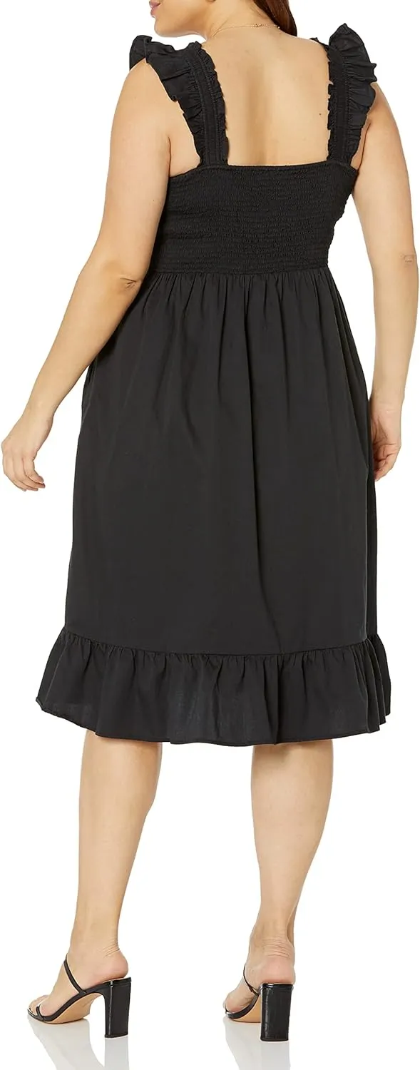 The Drop Women's Kimi Ruffled Shoulder Smocked Midi Dress