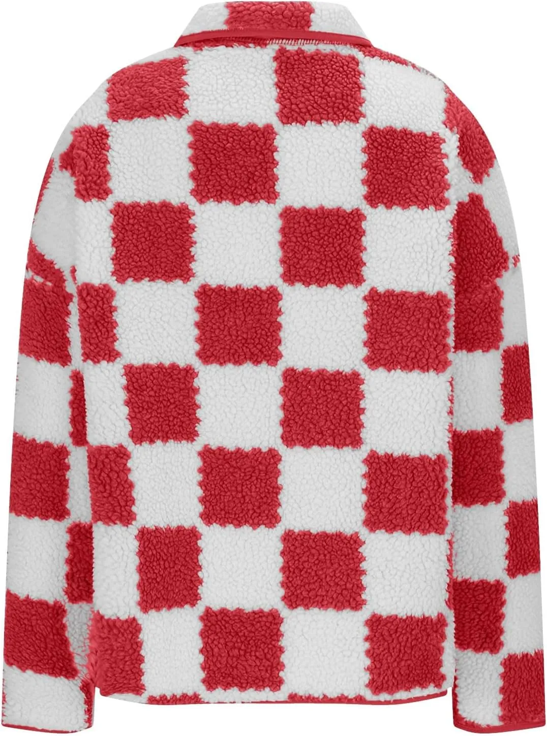 Womens Buffalo Plaid Checkered Fuzzy Fleece Jackets Plaid Sherpa Shacket Button Down Cardigans Fall Fashion Outerwear