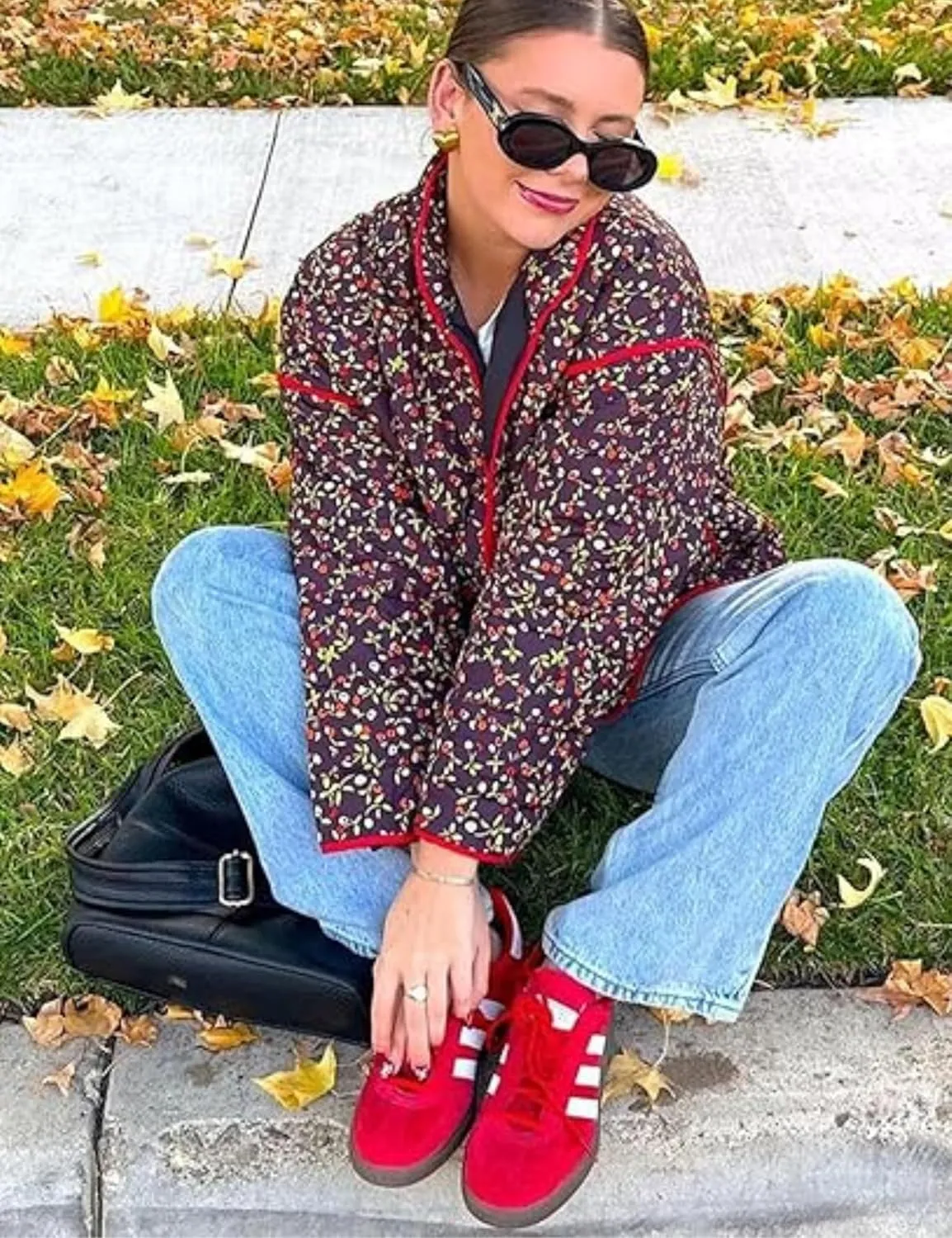 Women's Floral Quilted Jackets Cropped Reversible Open Front Lightweight Short Padded Puffer Coat