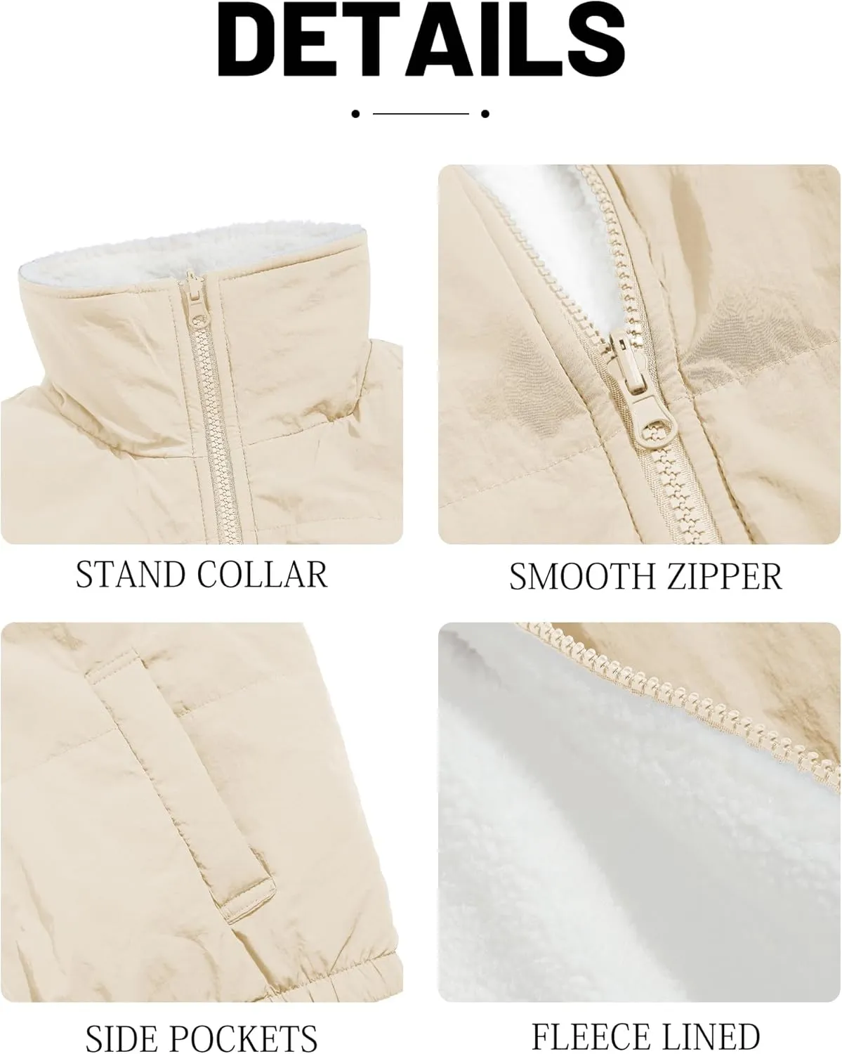 ZAFUL Women's 2024 Fleece Cropped Vest Sleeveless Zip Up Reversible Lightweight Jacket Sherpa Winter Puffer Coat Outerwear