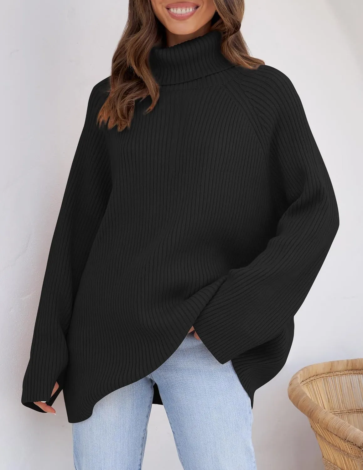 ZESICA Women's Winter Sweaters Oversized Turtleneck Long Sleeve Chunky Knitted Pullover Sweater Jumper Tops
