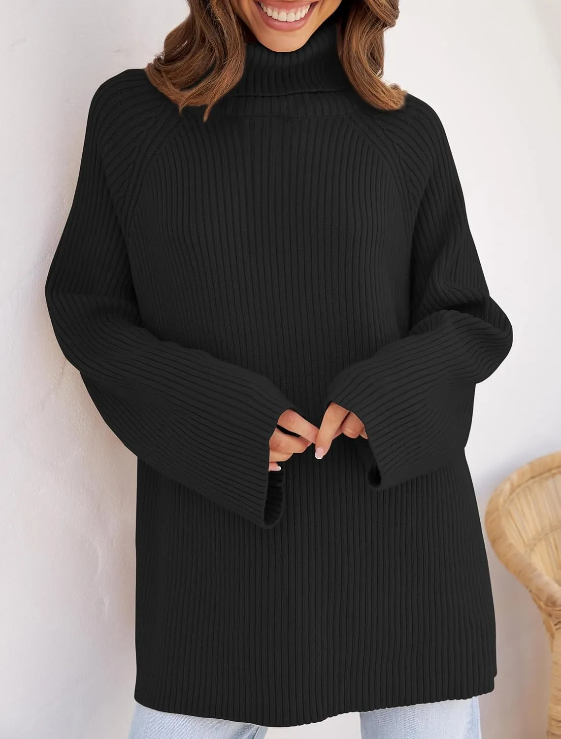 ZESICA Women's Winter Sweaters Oversized Turtleneck Long Sleeve Chunky Knitted Pullover Sweater Jumper Tops