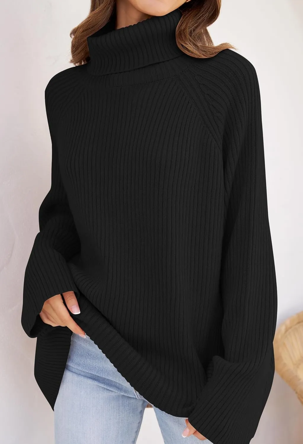 ZESICA Women's Winter Sweaters Oversized Turtleneck Long Sleeve Chunky Knitted Pullover Sweater Jumper Tops
