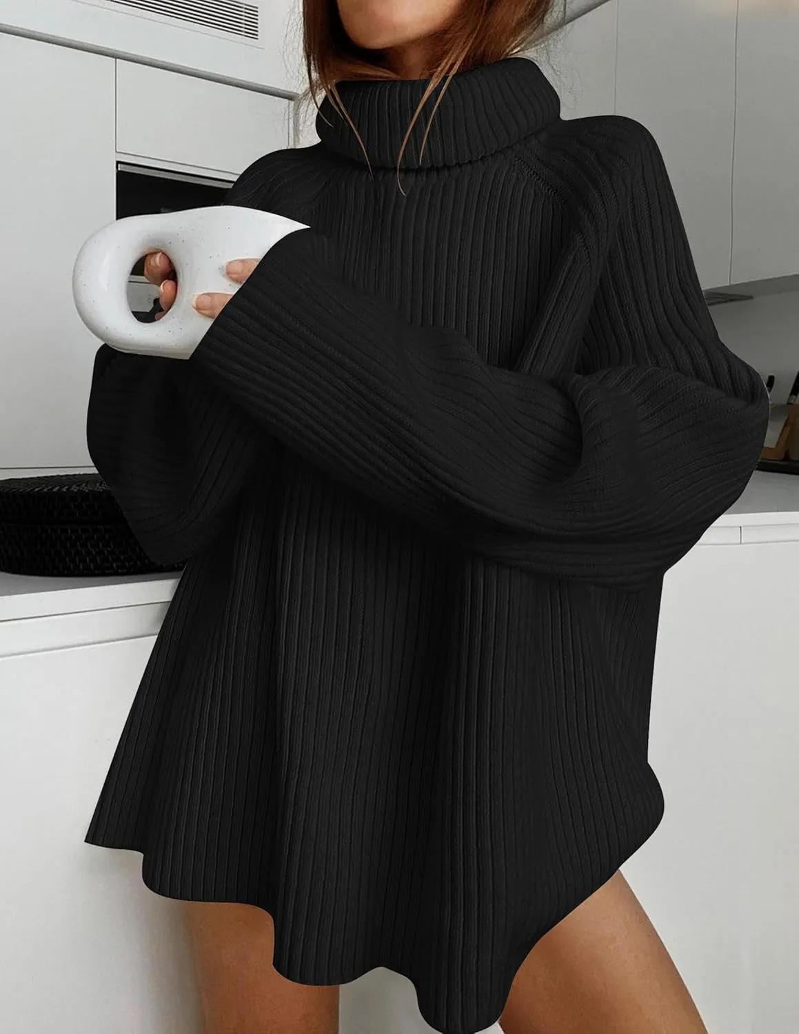 ZESICA Women's Winter Sweaters Oversized Turtleneck Long Sleeve Chunky Knitted Pullover Sweater Jumper Tops